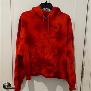 Nike Air Jordan red Tie-Dye Hoodie with Logo